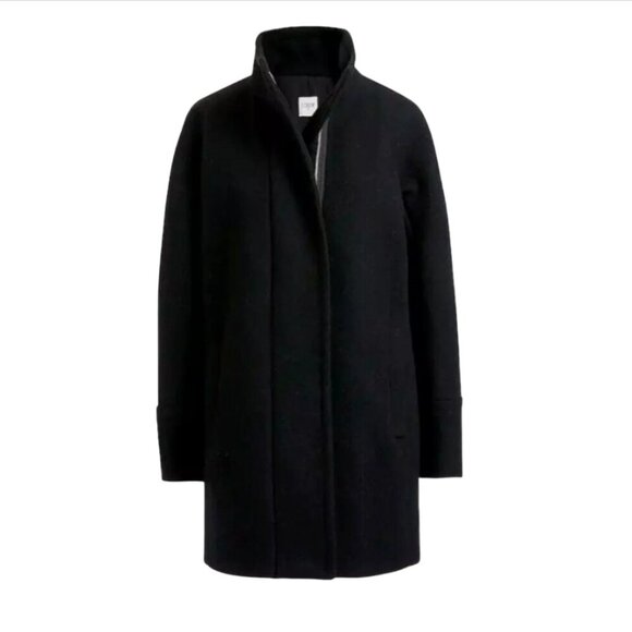 NWT JCREW NEW Cocoon Coat Jacket Womens 00 Black Stadium Cloth Wool BM952 NEW